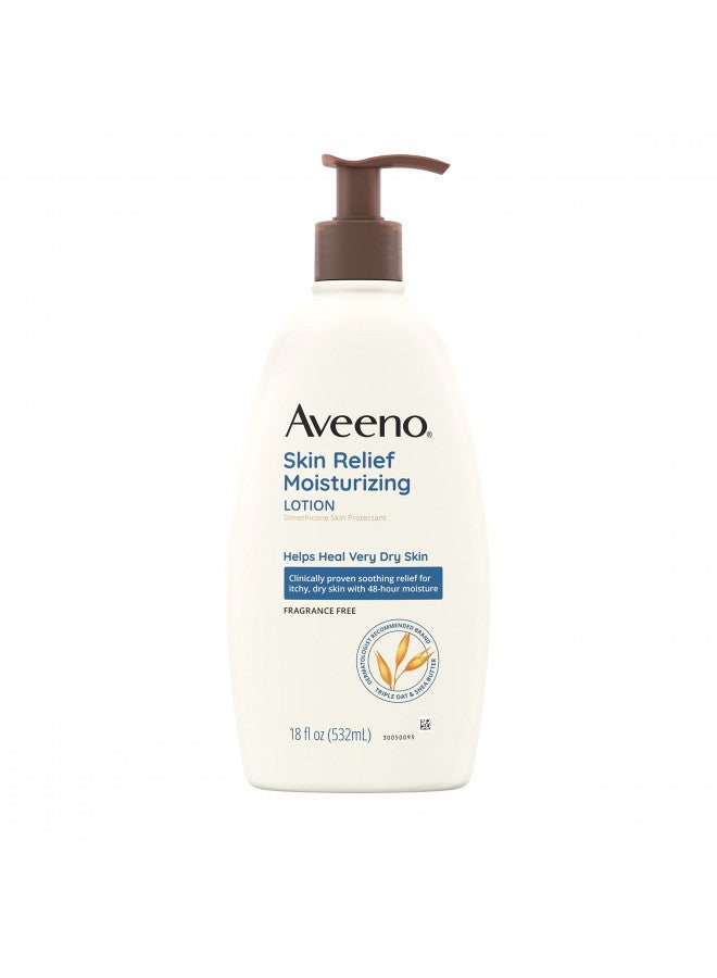 Aveeno Skin Relief Moisturizing Lotion for Very Dry Skin with Soothing Triple Oat & Shea Butter Formula, Dimethicone Skin Protectant Helps Heal Itchy, Dry Skin, Fragrance-Free, 18 fl. oz