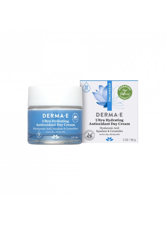 DERMA-E Ultra Hydrating Antioxidant Day Cream Advanced Face Moisturizer with Anti-Aging Squalane, Hyaluronic Acid and Ceramides to Smooth and Nourish, 2 Oz