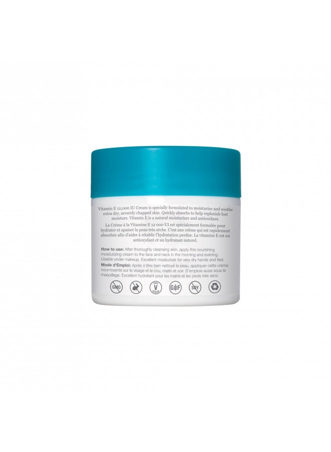 DERMA E Vitamin E 12,000 IU Cream Moisturizer for Face and Body Multi-purpose Face Cream, Hand Cream and Body Lotion Soothes and Protects, 4 oz