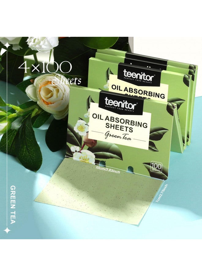 Teenitor 400 counts Oil Blotting Sheet, Oil Control Film, Blotting Paper for Oily Skin Care, Green Tea Oil Absorbing Tissues Paper, Large 10cmx7cm