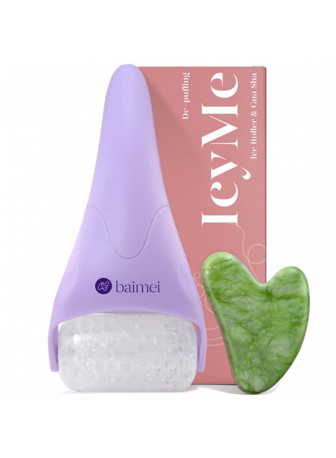 BAIMEI Ice Roller and Gua Sha Facial Tools, Ice Roller for face Reduces Puffiness Migraine Pain Relief-Purple