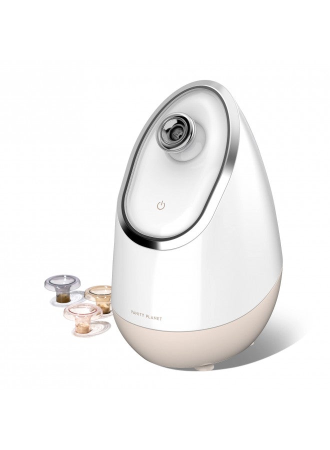 Vanity Planet Aira Ionic Facial Steamer (Beige) - Pore Cleaner That Detoxifies, Cleanses and Moisturizes - Adjustable Nozzle, Water Tank with 3 Essential Oil Baskets