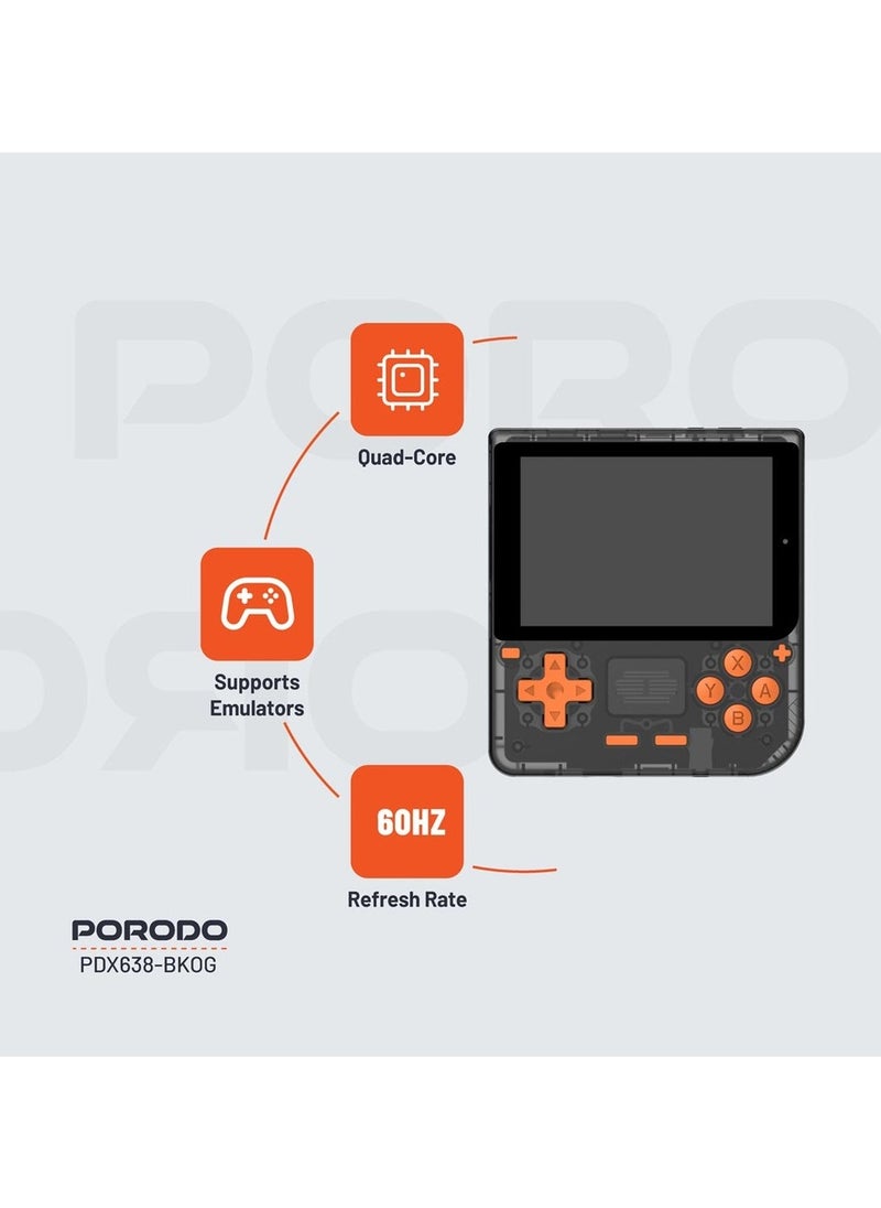 Retro Arcade Handheld Gaming Console / 19 Emulators and 5000+ Built-in Games / Ergonomic Design / Portable Console - Black/Orange