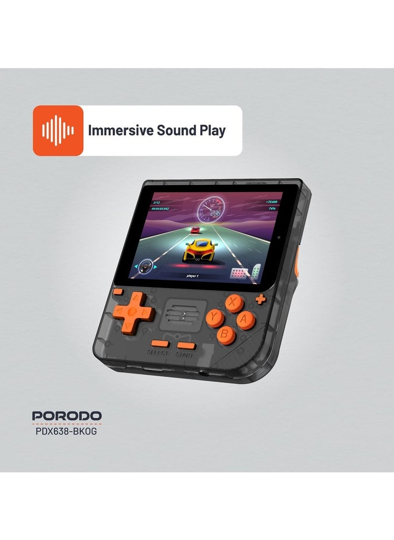 Retro Arcade Handheld Gaming Console / 19 Emulators and 5000+ Built-in Games / Ergonomic Design / Portable Console - Black/Orange