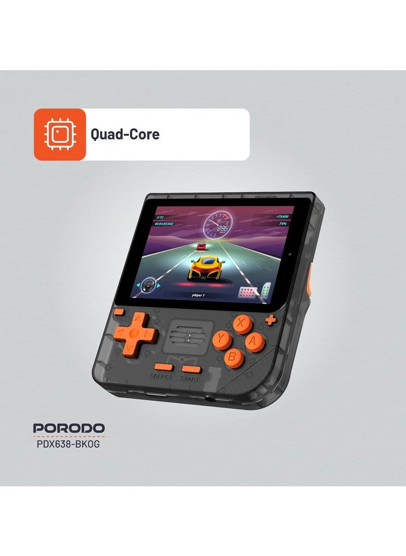 Retro Arcade Handheld Gaming Console / 19 Emulators and 5000+ Built-in Games / Ergonomic Design / Portable Console - Black/Orange