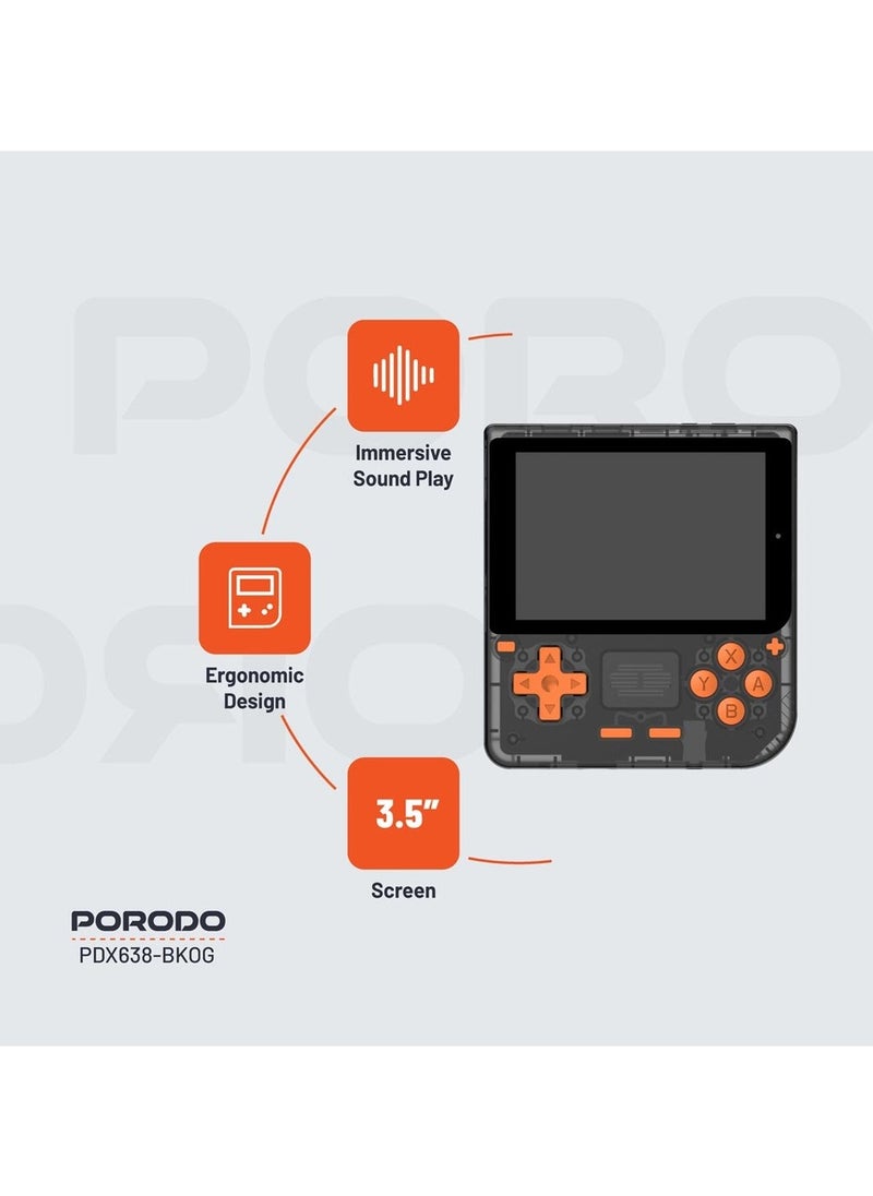 Retro Arcade Handheld Gaming Console / 19 Emulators and 5000+ Built-in Games / Ergonomic Design / Portable Console - Black/Orange