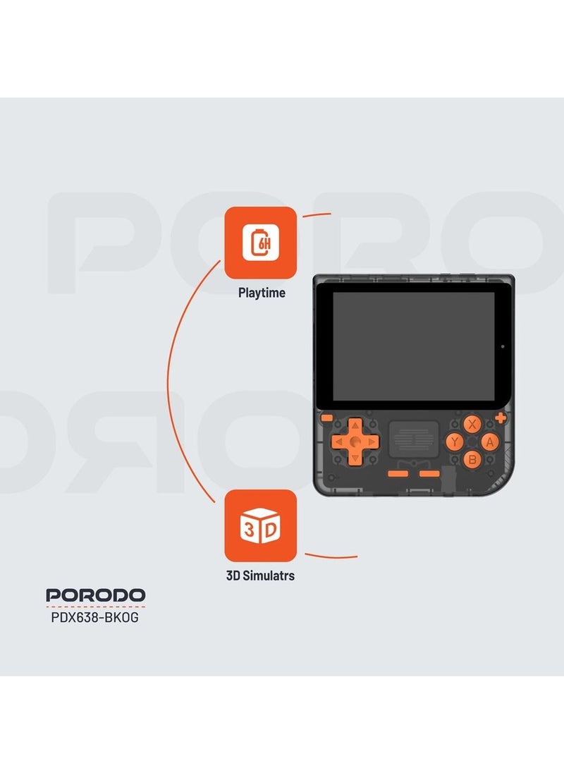 Retro Arcade Handheld Gaming Console / 19 Emulators and 5000+ Built-in Games / Ergonomic Design / Portable Console - Black/Orange