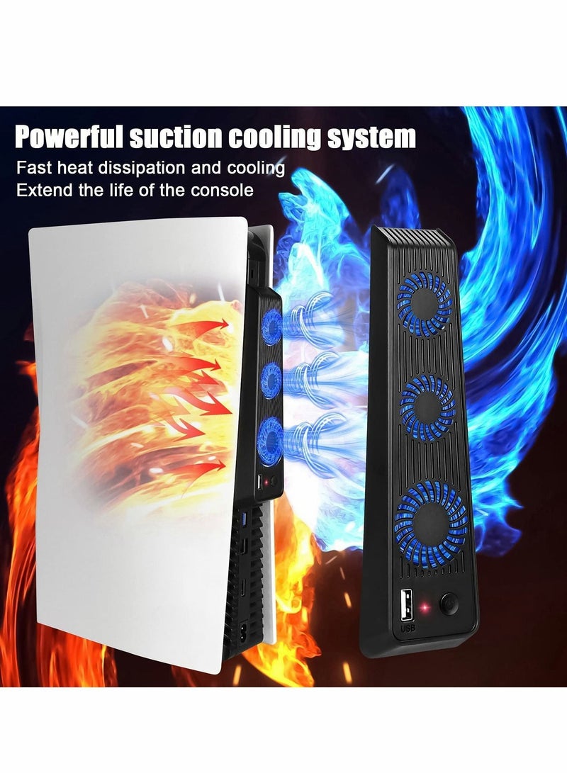 For PS5 Cooling Fan, for Console with 3 Fans, USB Ports, Upgrade Quiet Self-Starting Fan Accessorie