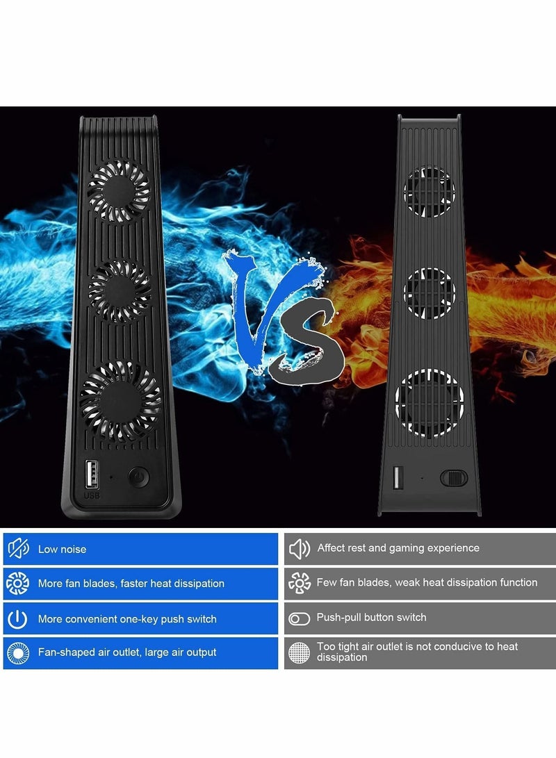 For PS5 Cooling Fan, for Console with 3 Fans, USB Ports, Upgrade Quiet Self-Starting Fan Accessorie