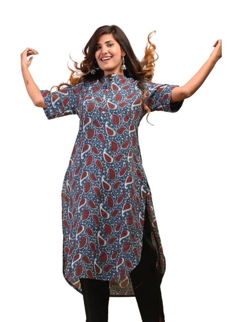 Indigo Paisley Print Kurta