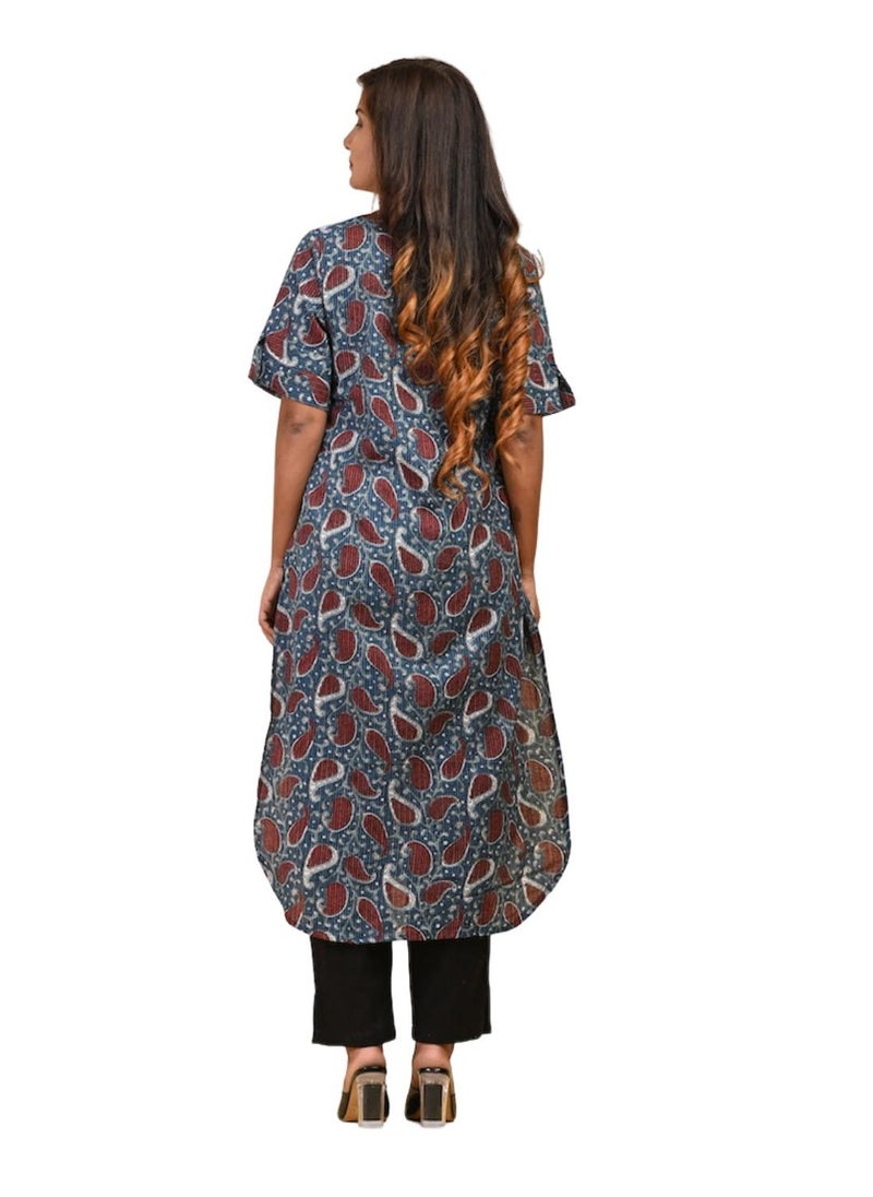 Indigo Paisley Print Kurta