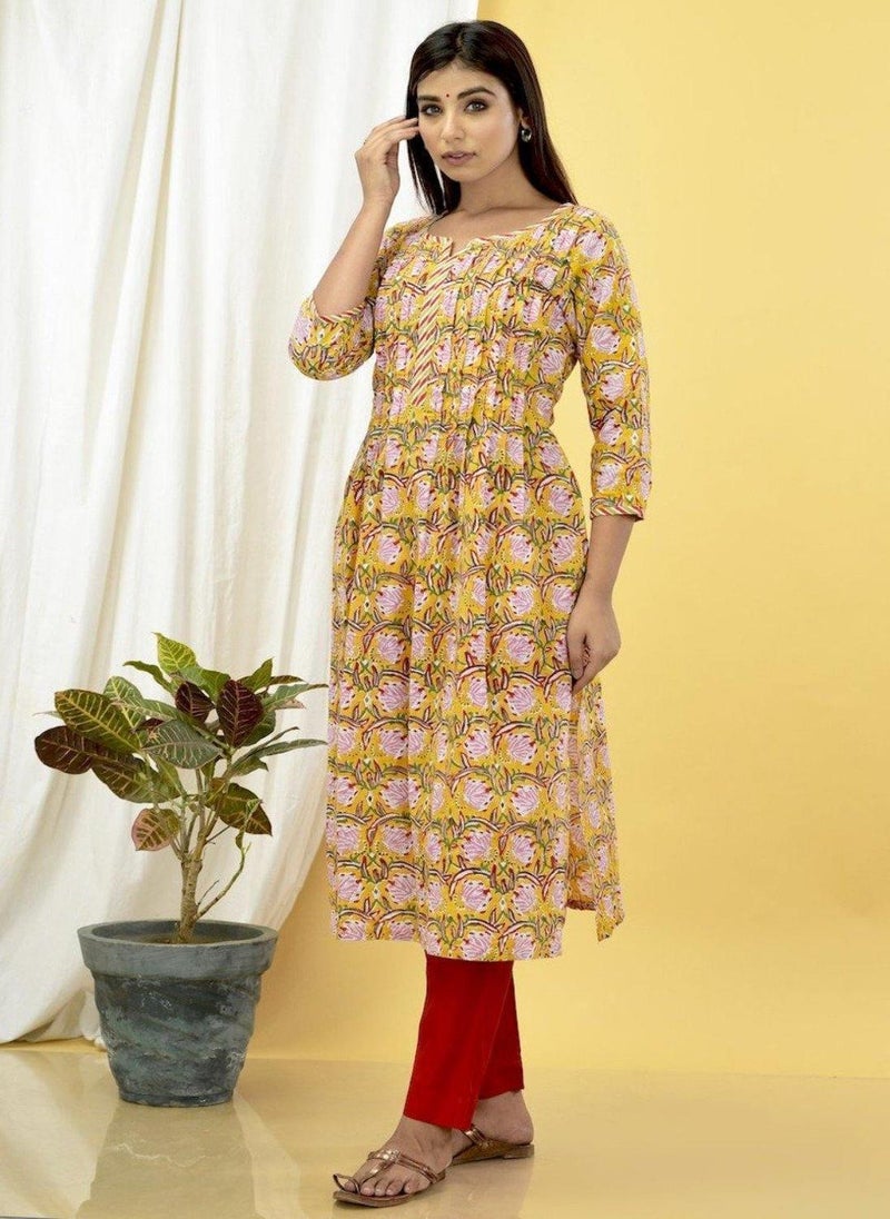 Sunshine Yellow Floral Kurta Only