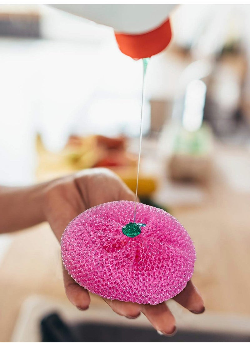 Plastic Dish Scrubbers for Dishes, Round Scrubber Scouring Pad Nylon Scrubber, Poly Mesh Pads Non Scratch (Rainbow Colors,15 Pcs)
