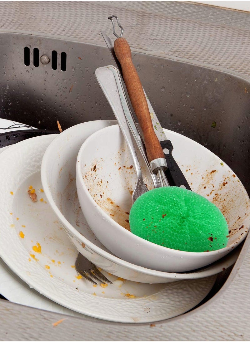 Plastic Dish Scrubbers for Dishes, Round Scrubber Scouring Pad Nylon Scrubber, Poly Mesh Pads Non Scratch (Rainbow Colors,15 Pcs)