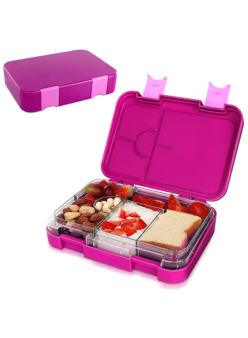 BrainGiggles BPA Free Leakproof Airtight Bento Lunchbox with 6 Adjustable Compartments, 760 ml Insulated Tiffin Box with removable tray for Kids and Adults Perfect for School Office (Pink)