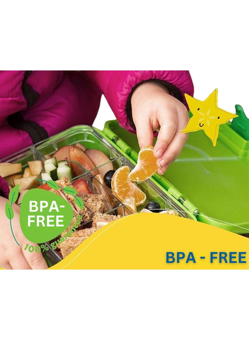 BrainGiggles BPA Free Leakproof Airtight Bento Lunchbox with 6 Adjustable Compartments, 760 ml Insulated Tiffin Box with removable tray for Kids and Adults Perfect for School Office (Green)