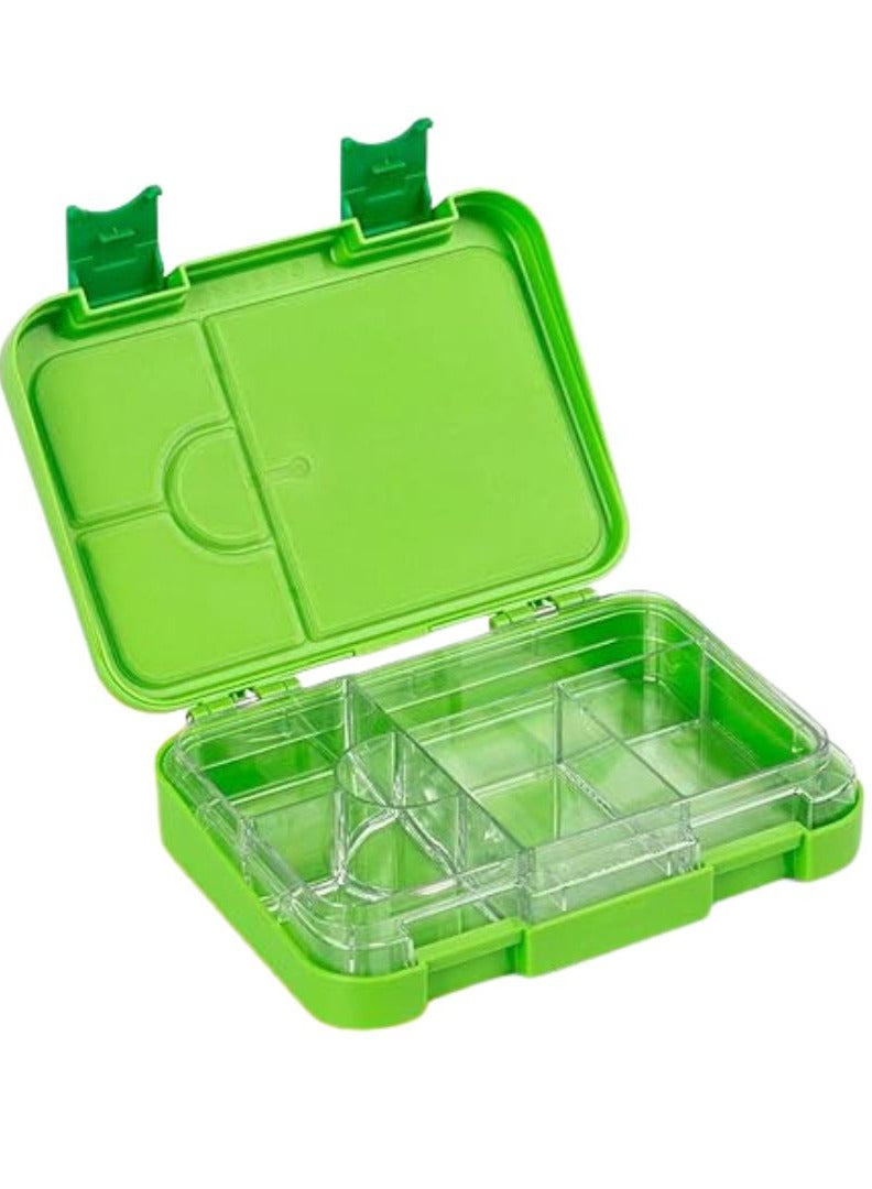 BrainGiggles BPA Free Leakproof Airtight Bento Lunchbox with 6 Adjustable Compartments, 760 ml Insulated Tiffin Box with removable tray for Kids and Adults Perfect for School Office (Green)