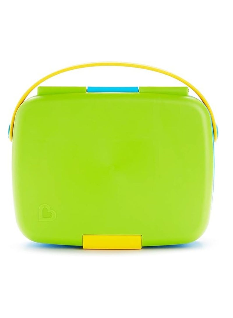 BrainGiggles BPA-Free, Leakproof 5 Compartments Colorful Bento Lunch Box for Kids with Cutlery & Handle, Easy to Carry Tiffin box, Perfect for School & Outings (Green)