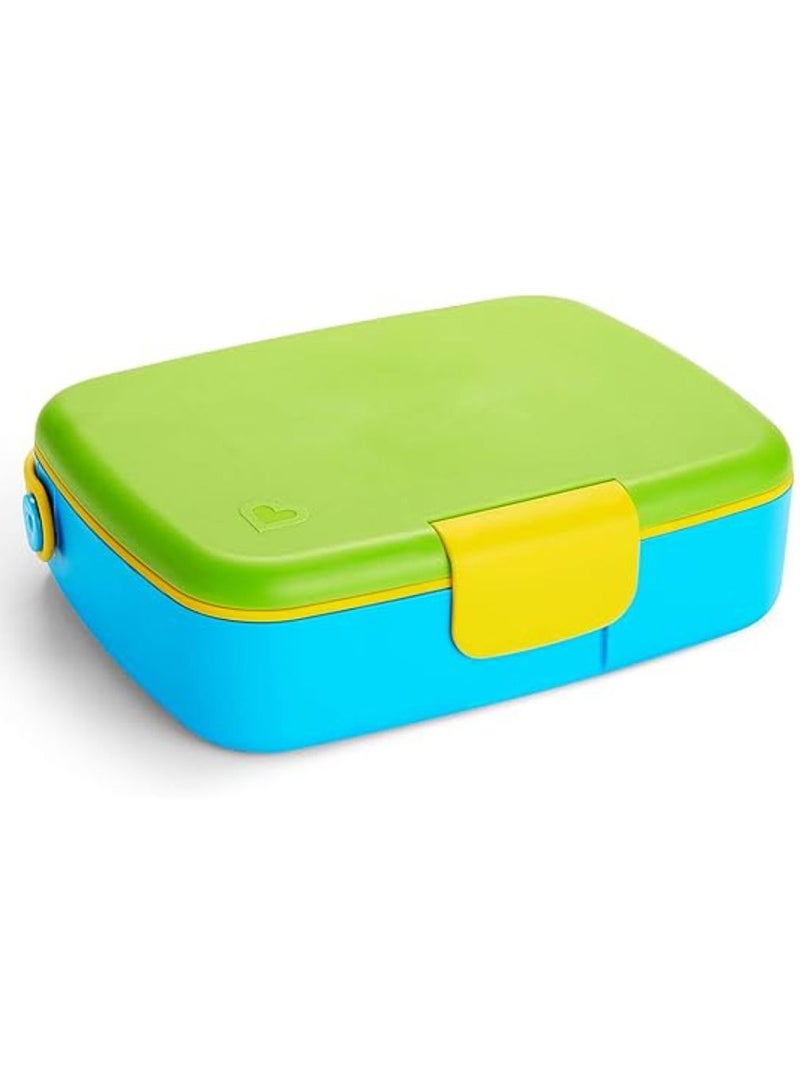 BrainGiggles BPA-Free, Leakproof 5 Compartments Colorful Bento Lunch Box for Kids with Cutlery & Handle, Easy to Carry Tiffin box, Perfect for School & Outings (Green)