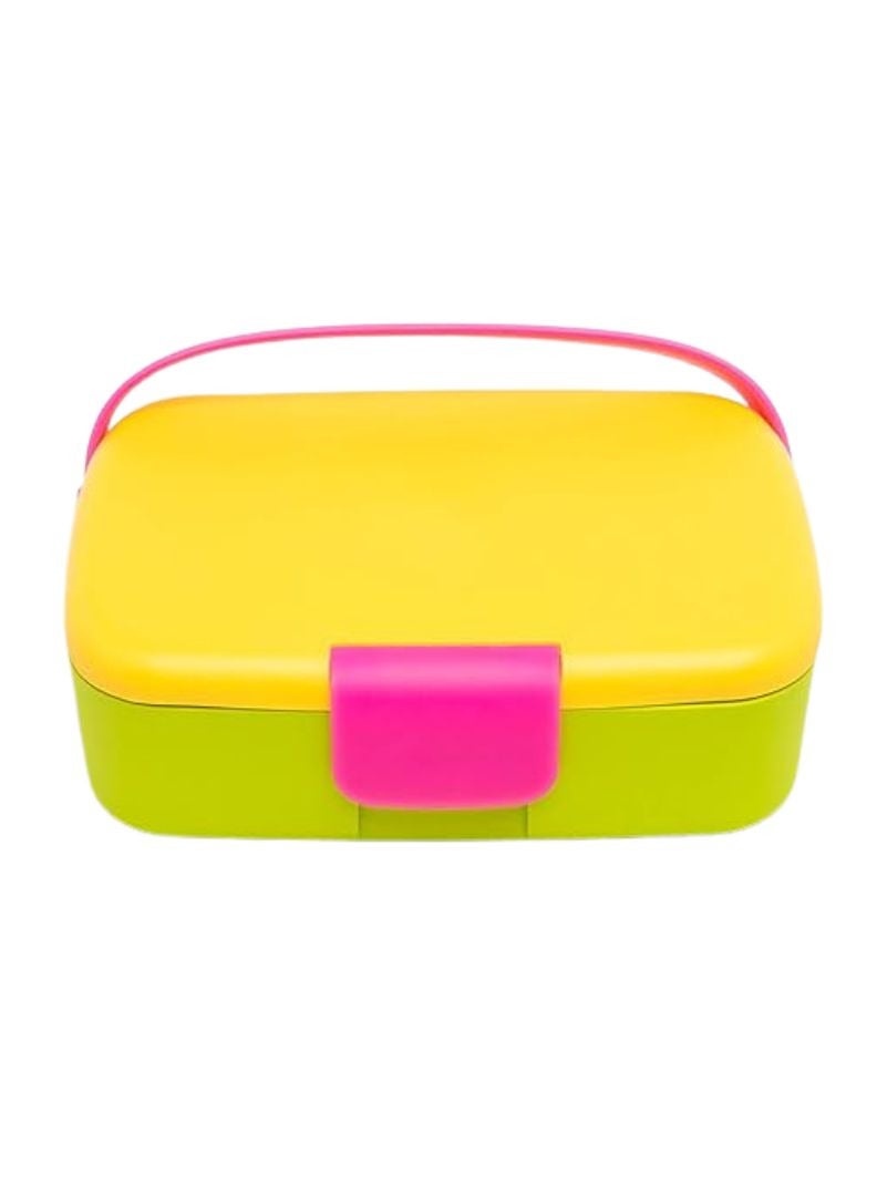 BrainGiggles BPA-Free, Leakproof 5 Compartments Colorful Bento Lunch Box for Kids with Cutlery & Handle, Easy to Carry Tiffin box, Perfect for School & Outings (Yellow)