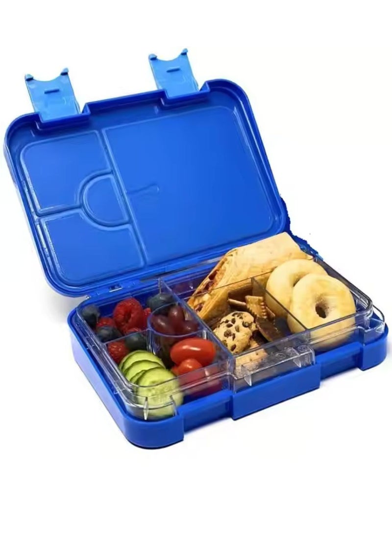 BrainGiggles BPA Free Leakproof Airtight Bento Lunchbox with 6 Adjustable Compartments, 760 ml Insulated Tiffin Box with removable tray for Kids and Adults Perfect for School Office (Blue)