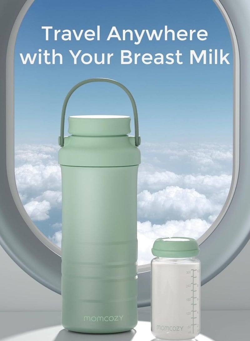 Portable Breast Milk Cooler Larger Capacity Travel Breastmilk Chiller With 2 Piece Baby Bottles