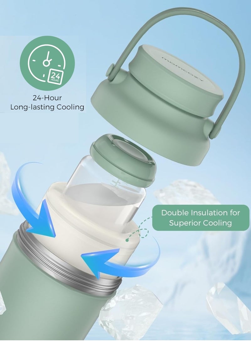 Portable Breast Milk Cooler Larger Capacity Travel Breastmilk Chiller With 2 Piece Baby Bottles