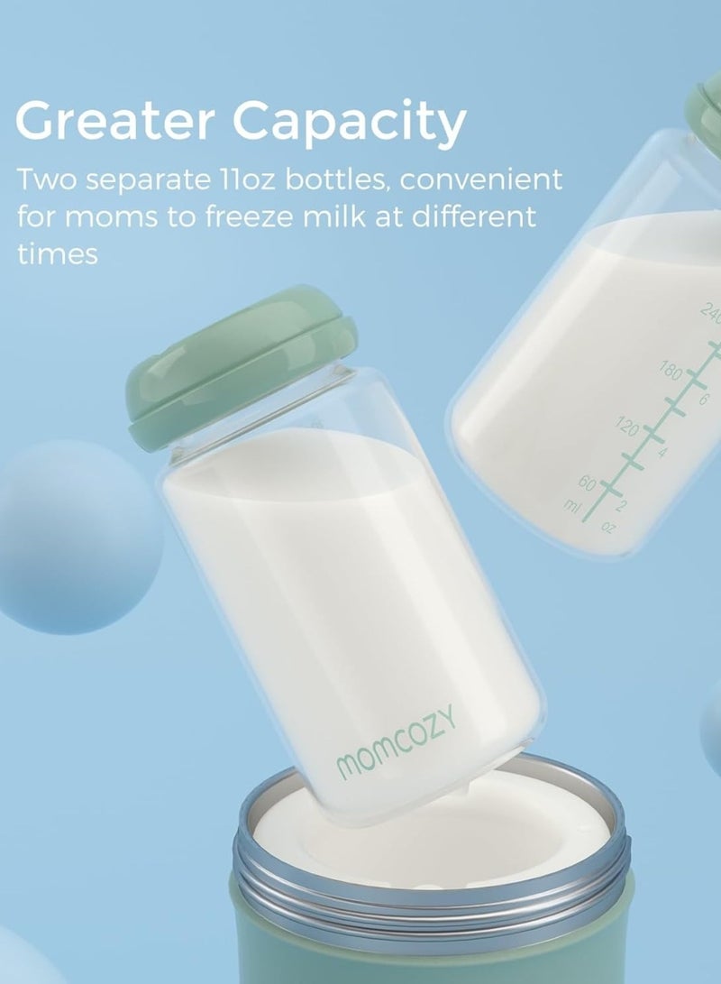 Portable Breast Milk Cooler Larger Capacity Travel Breastmilk Chiller With 2 Piece Baby Bottles