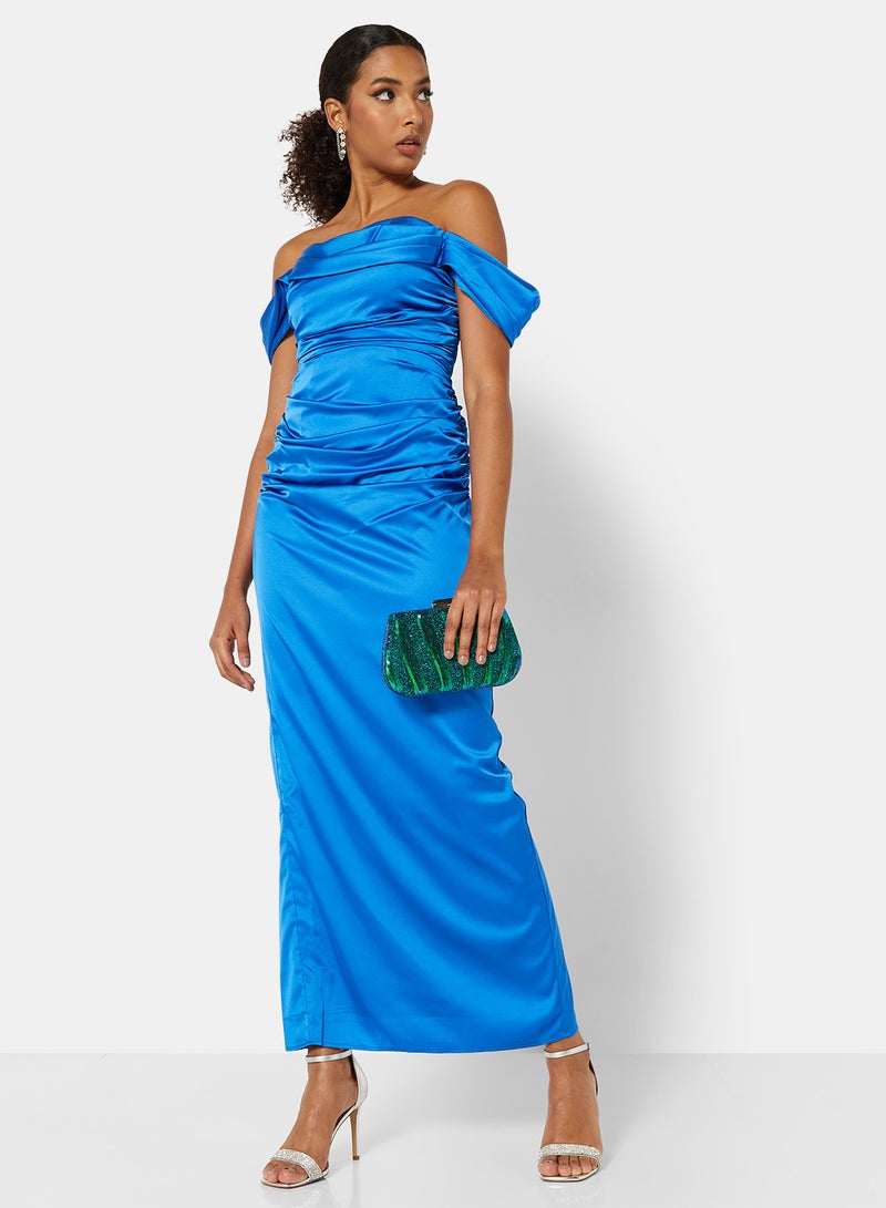 Petite Sky Off-Shoulder Dress Cobalt