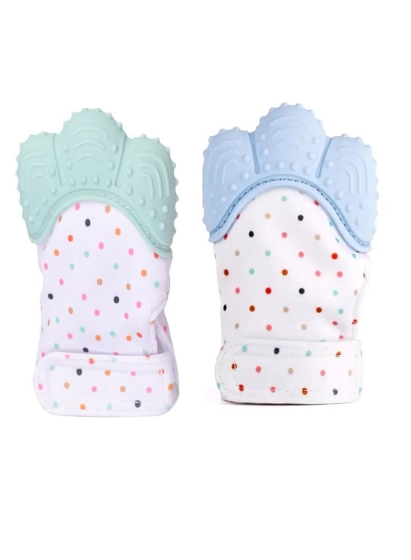 Organic 2in1 BPA Free nonslip baby mitten teether & pacifier - Blue&Mint