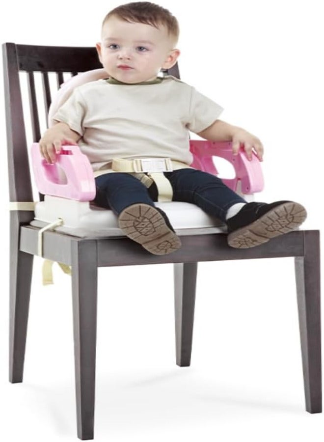 Fantastic-Kids-Toys Baby Dining Chair, 2-Level Height Adjustment, Can Be Used on Chair with 3-Point Safety Belt, Easily Foldable, Removable and Adjustable Tray, Ages 6 Months to 4 Years (Pink)