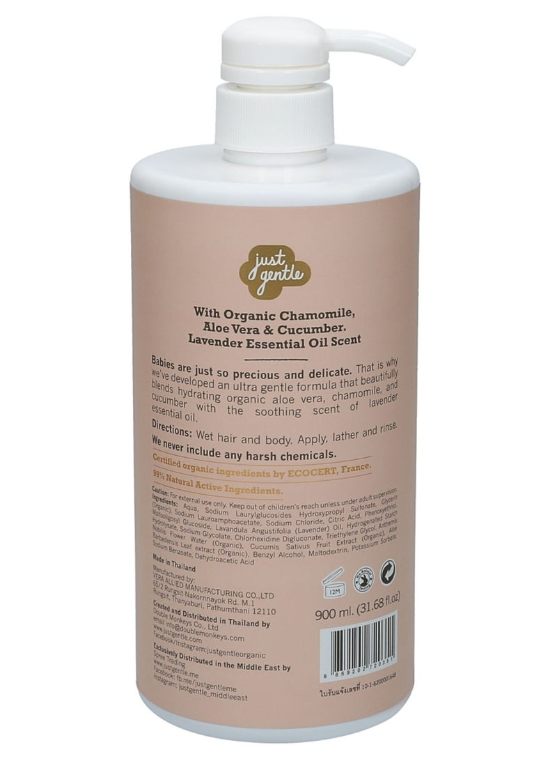 Just Gentle Baby Hair & Body Wash - - Ultra Gentle, 99% Natural Ingredients, Hydrating Aloe Vera & Chamomile, Tear-Free, 900ml