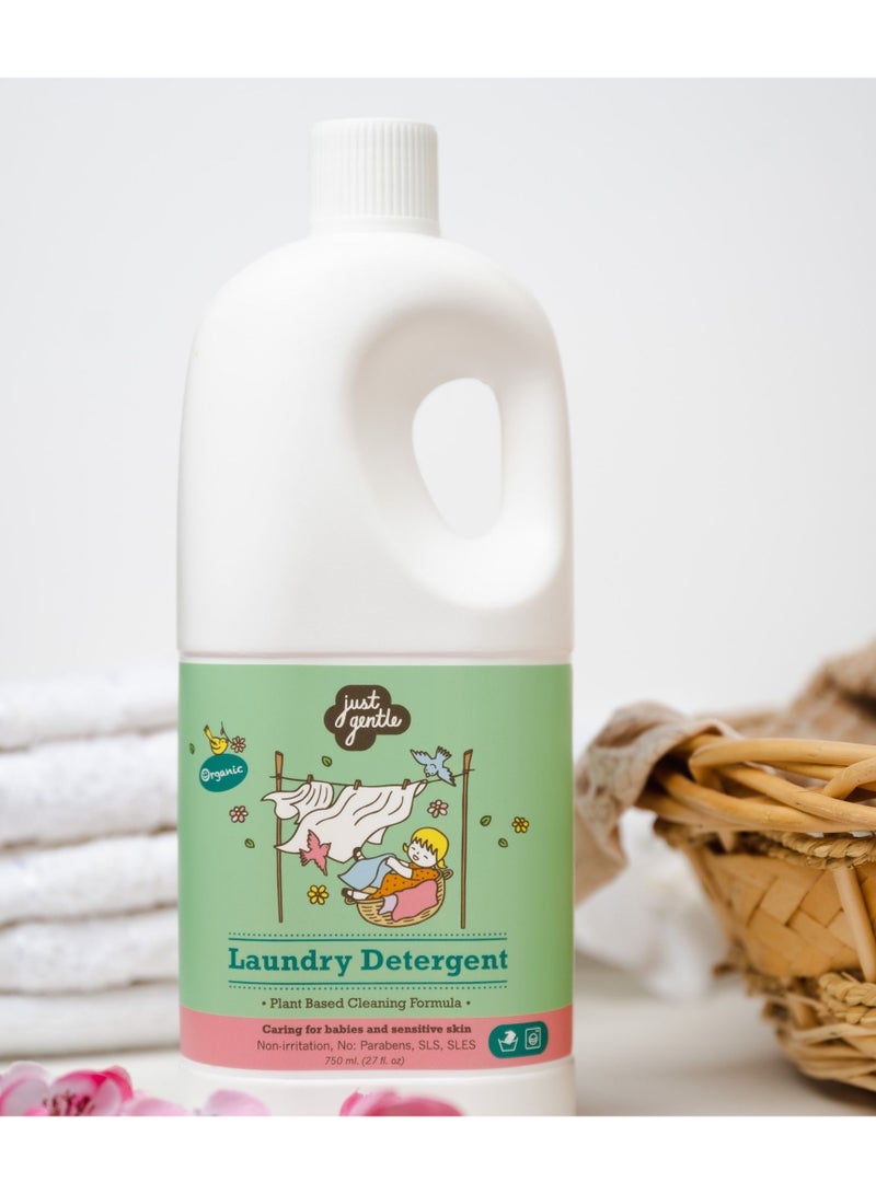 Just Gentle - Plant-Based Laundry Detergent - Eco-Friendly, Hypoallergenic, Gentle on Sensitive Skin, 750ml