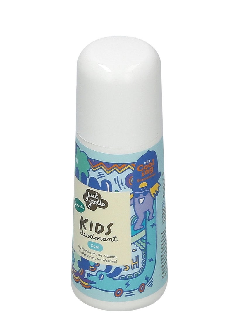 Just Gentle Organic Kids Deodorant Unscented Cool - Aluminum-Free, Natural Odor Protection, Cooling Sensation, Gentle on Sensitive Skin, 60ml