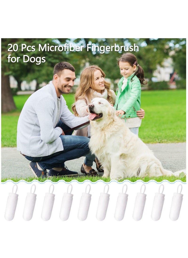 Dog Finger Toothbrush, 20 Pcs Microfiber Fingerbrush for Dogs Soft Finger Toothbrush Pet Dental Finger Brush for Dog Cat Teeth Cleaning Remove Plaque and Tartar