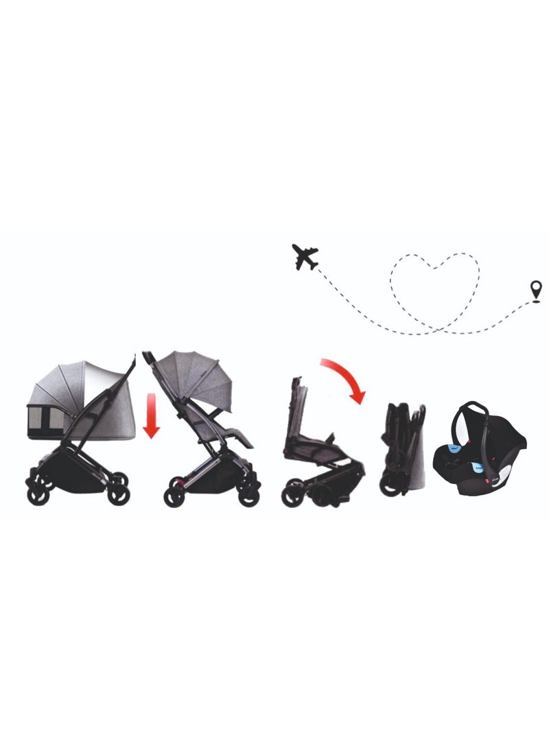 Pikkaboo Youbi Toddler German Travel System with New Born Attachment - Grey