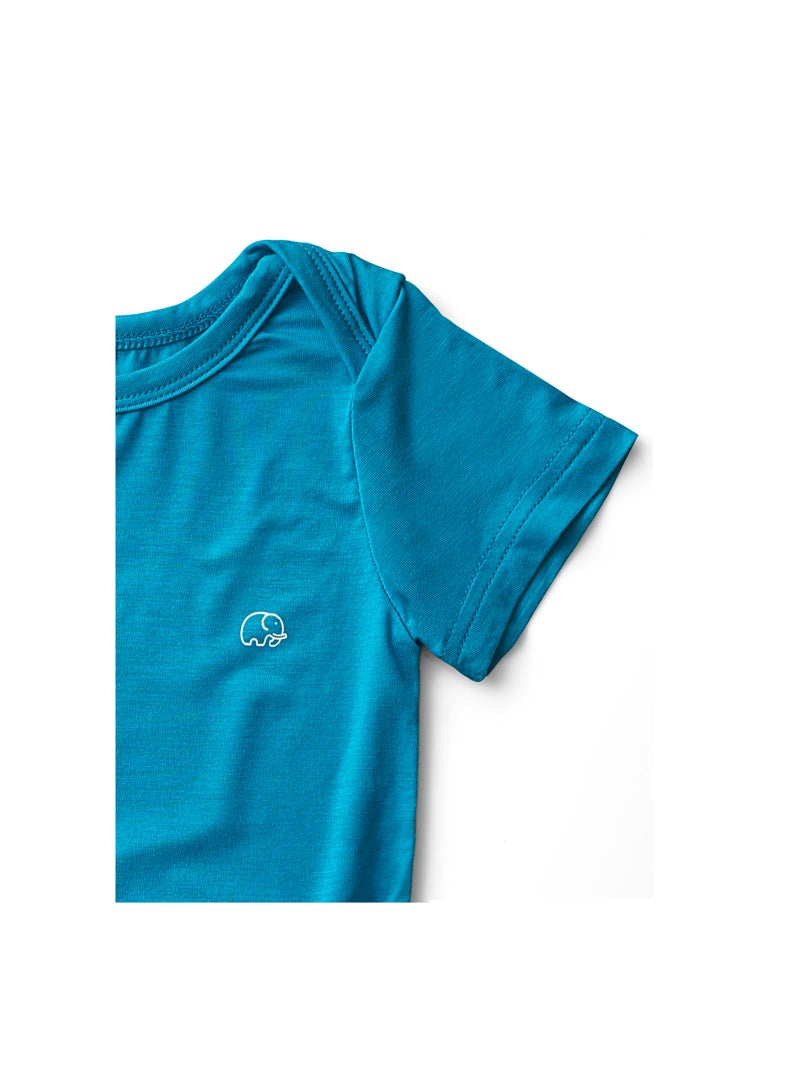 Organic Bamboo Spandex Bodysuit- Blue 3 to 6 months