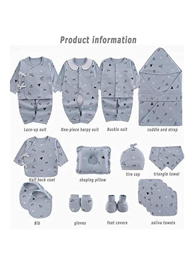 Baby Newborn Essentials Layette Gift Set with Box 22 Piece Baby Girl Boys Gifts Premium Cotton Baby Clothes Accessories Set Fits Newborn Baby Suit Set Cuddle Strap Bib Gloves Saliva Towel Pillow
