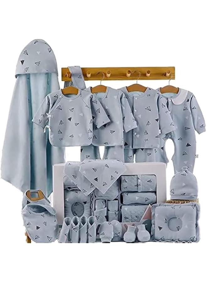Baby Newborn Essentials Layette Gift Set with Box 22 Piece Baby Girl Boys Gifts Premium Cotton Baby Clothes Accessories Set Fits Newborn Baby Suit Set Cuddle Strap Bib Gloves Saliva Towel Pillow