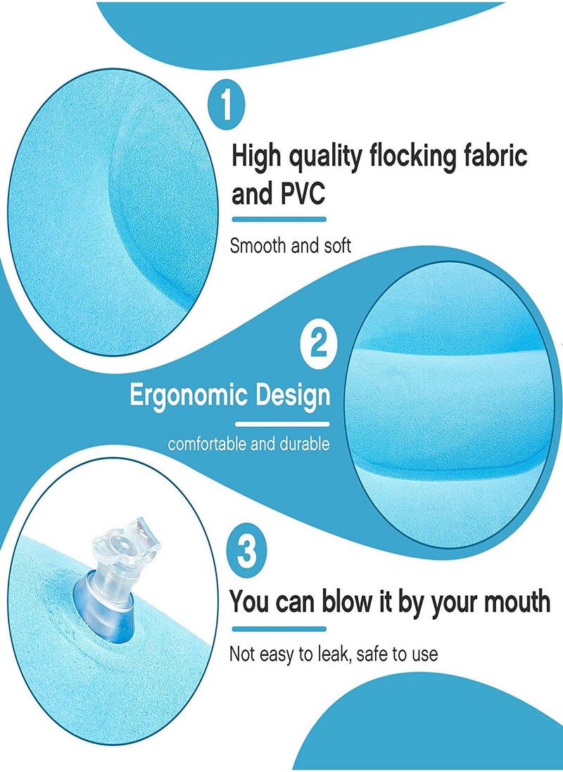 Inflatable Travel Pillow 4Colors Ultralight Compact Air Pillow Flocked Fabric Backpacking Pillow for Camping Hiking Sleeping Cushion Home Office Sleeping Neck Head Lumbar Support Airplane Trip