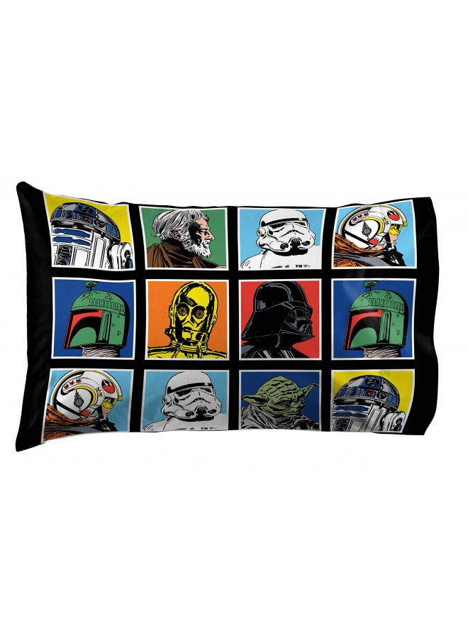 Jay Franco Star Wars Classic Grid Queen Sheet Set - 4 Piece Set Super Soft and Cozy Kids Bedding Features Luke Skywalker & Darth Vade - Fade Resistant Microfiber Sheets (Official Star Wars Product)