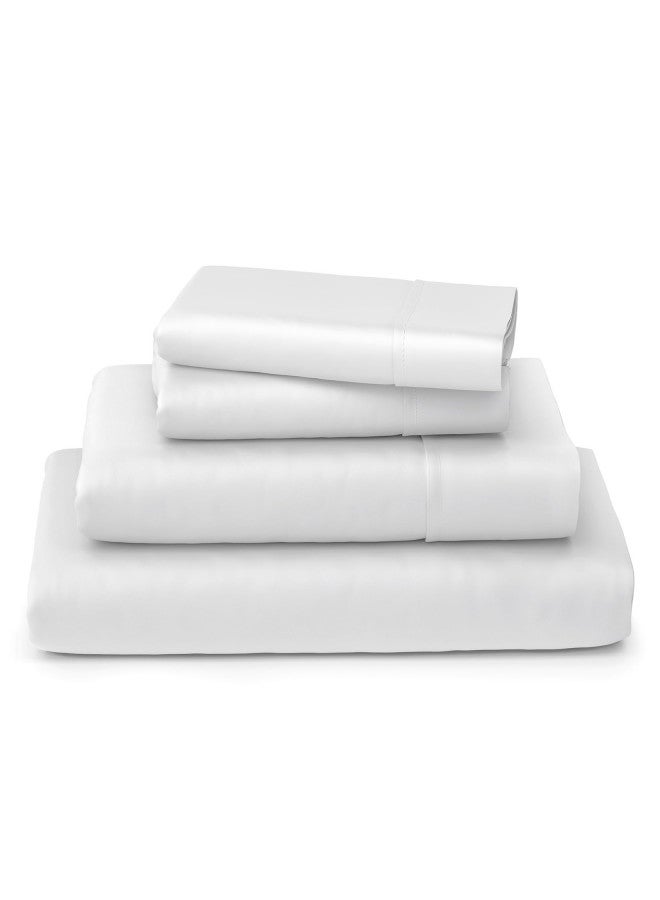 Cosy House Collection Luxury Bamboo Sheets - Blend of Rayon Derived from Bamboo - Cooling & Breathable, Silky Soft, 16-Inch Deep Pockets - 4-Piece Bedding Set - Queen, White