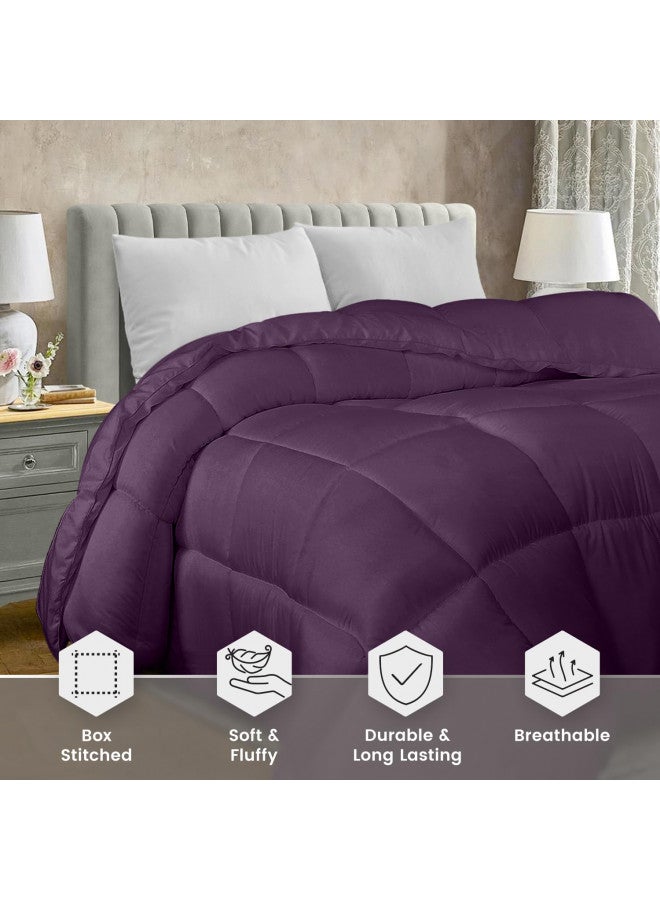 Utopia Bedding Comforter Duvet Insert - Quilted Comforter with Corner Tabs - Box Stitched Down Alternative Comforter (King, Plum/Purple)