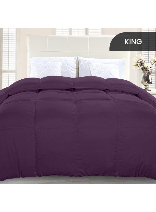 Utopia Bedding Comforter Duvet Insert - Quilted Comforter with Corner Tabs - Box Stitched Down Alternative Comforter (King, Plum/Purple)