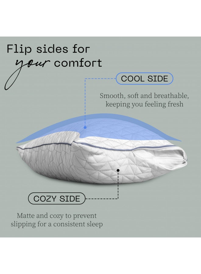 Coop Home Goods - Coolside Pillowcase, King Size Cooling Pillow Cover for Hot Sleepers, Ultra Soft Lulltra Cool Technology, Smooth Breathable Two-Sided Pillow Case, Cozy Side & Cool Side with Zipper