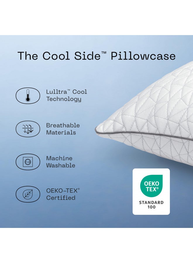Coop Home Goods - Coolside Pillowcase, King Size Cooling Pillow Cover for Hot Sleepers, Ultra Soft Lulltra Cool Technology, Smooth Breathable Two-Sided Pillow Case, Cozy Side & Cool Side with Zipper