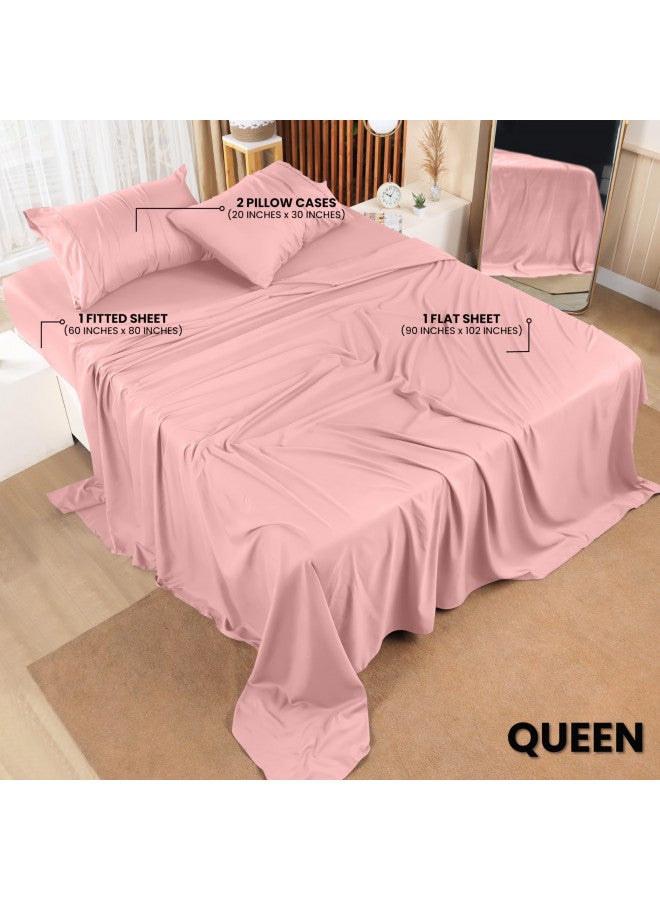 Utopia Bedding Queen Bed Sheets Set - 4 Piece Bedding - Brushed Microfiber - Shrinkage and Fade Resistant - Easy Care (Queen, Pink)