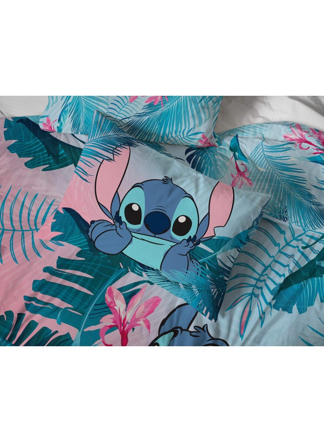 Jay Franco Disney Lilo & Stitch Floral Fun Queen Sheet Set - 4 Piece Set Super Soft and Cozy Kids Bedding - Fade Resistant Microfiber Sheets (Official Disney Product)