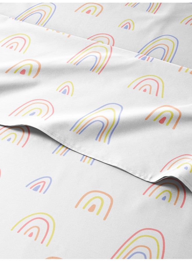 Kids Rainbows Queen 4 Piece Sheet Set Boys, Girls, Teens, Toddler Easy Fit Deep Pockets Breathable, Hotel Quality Bedding Sheets - Machine Washable Wrinkle Free Cute, Cozy, Soft CGK Linens