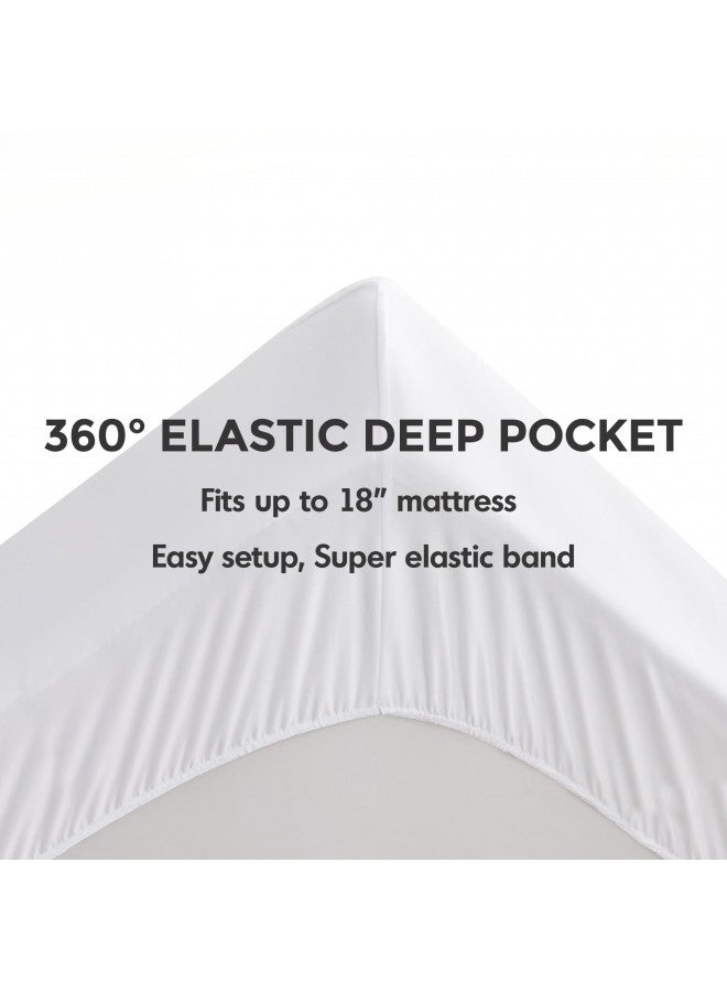 Madison Park Twin Mattress Protector, Cloud Soft Plush Bed Cover Twin Size Mattress Pad, Waterproof Twin Mattress Cover, Fitted Pocket Fits Up to 18 Inch, Machine Washable, White Twin